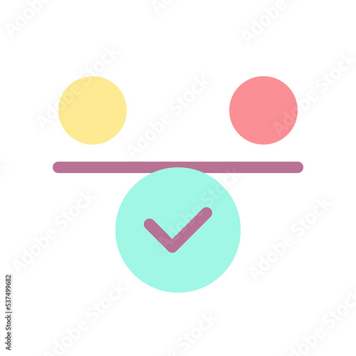 Balance flat color ui icon. Inner harmony and calmness. Comparison. Work life balance. Simple filled element for mobile app. Colorful solid pictogram. Vector isolated RGB illustration