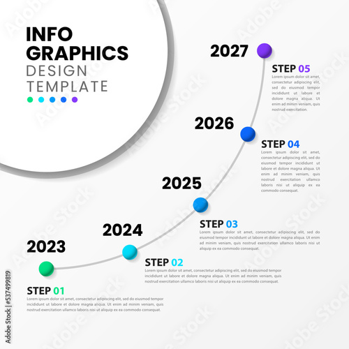 Infographic template. Circular timeline with 5 steps