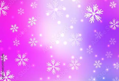 Light Purple, Pink vector background with beautiful snowflakes, stars.