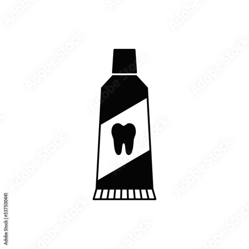 Toothpaste icon in black flat glyph, filled style isolated on white background