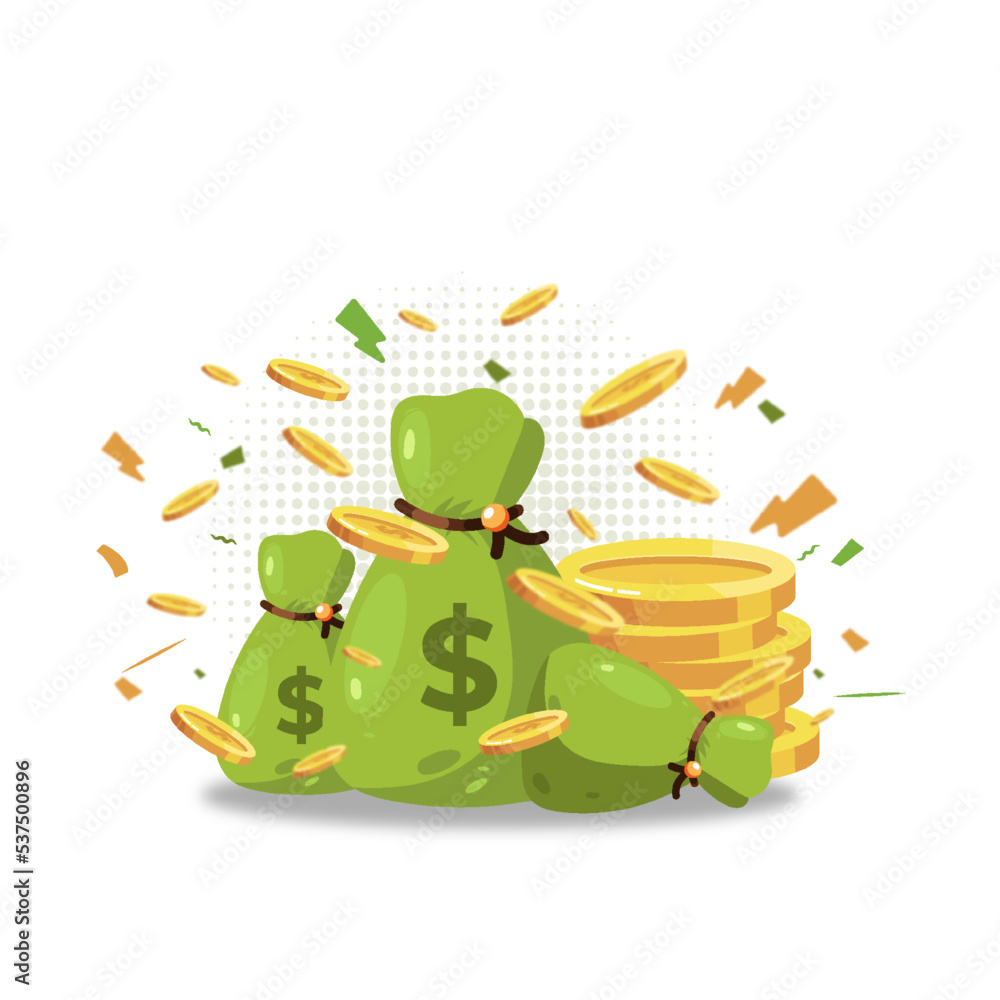 Obraz premium sack with money flying