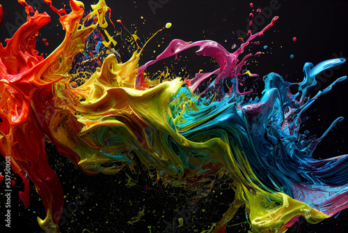 Colorful powder explosion on black background. ART CGI.
