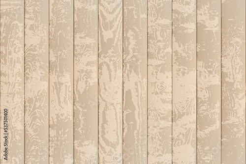 Seamless vertical pattern of wooden textured slats. Wall made of oak lath. Top view of laminate floor with timber effect. Rustic effect. Natural hardwood background. Vector illustration