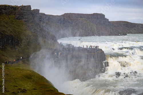 Panoramic view on Gullfoss waterfall  Iceland 