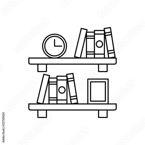 Bookshelf icon in line style icon, isolated on white background
