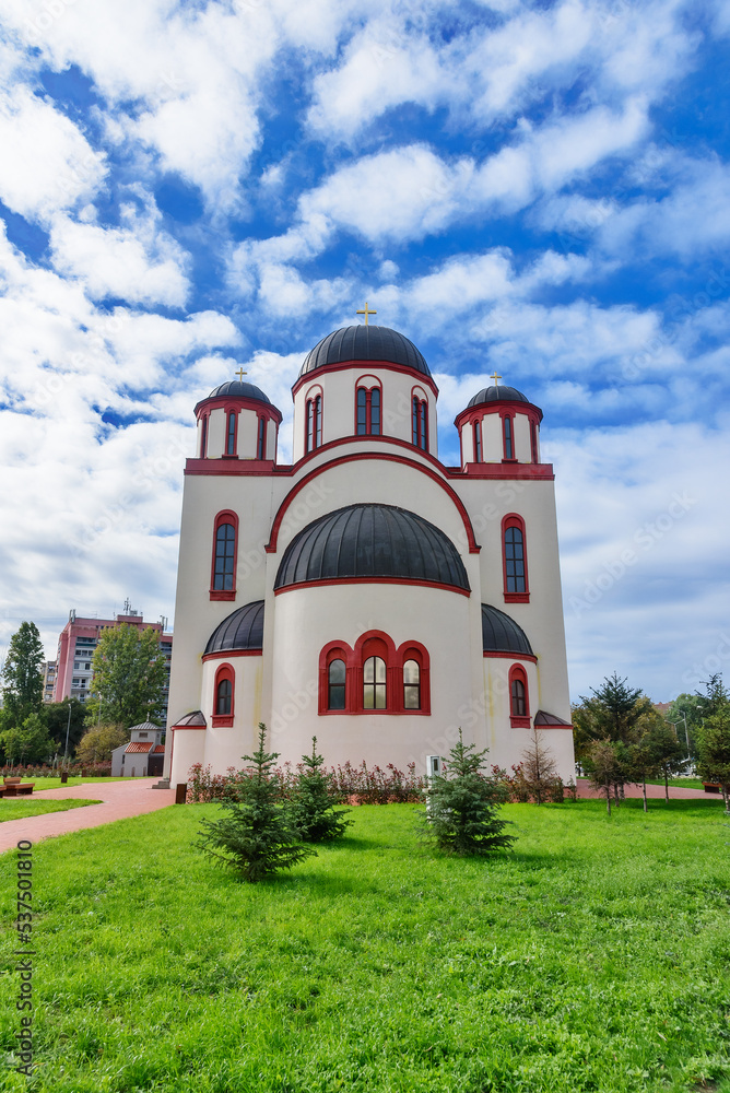 Novi Sad, Serbia - October 02, 2022: Church of Translation of the relics of St Sava, 1st Archbishop of Serbia