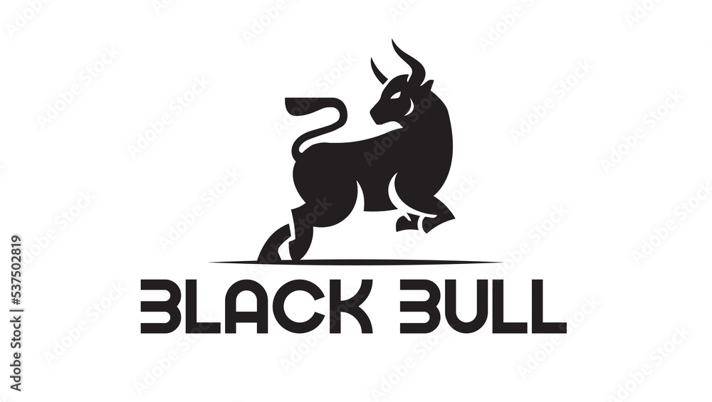 Creative Black Bull Modern Creative Minimalist Monogram Logo Design template