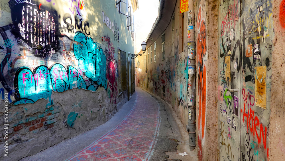 Fototapeta premium Narrow street in Zagreb