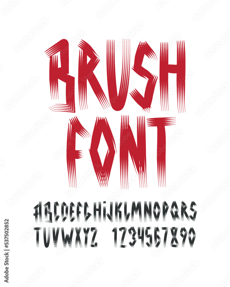 Graphic Font for your design. Hand drawn calligraphy lettering alphabet. Stylish letters with in figures. Vector illustration.