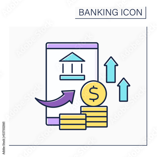 Overdraft color icon. Exceeding credit limit. Deficit in bank account. Banking functions concept. Isolated vector illustration