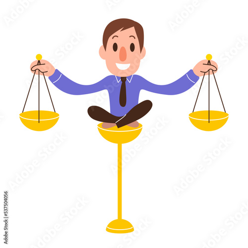 Businessman holding balance and justice for leadership concept. Confident business person leader lift balance ethical scale