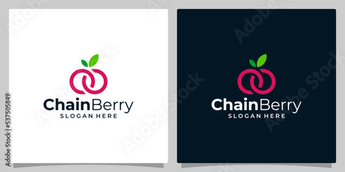 Infinity circle chain Logo with fruit berry logo graphic design vector illustration. Symbol, icon, creative