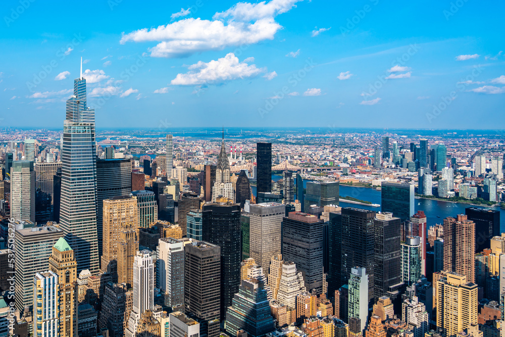 New York City skyline, panorama with skyscrapers in Midtown Manhattan