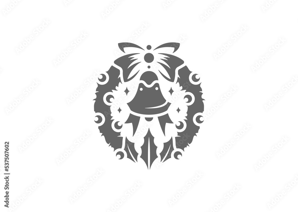 Christmas wreath with bell and bow vector illustration Christmas wreath with bell and bow vector illustration