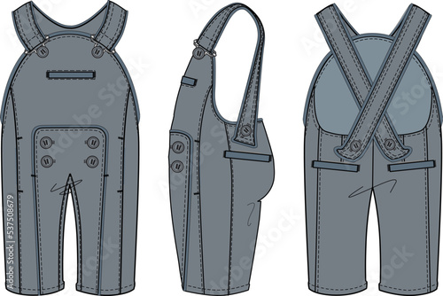 KIDS WEAR DUNGAREE BODYSUIT AND PLAYSUIT VECTOR SKETCH