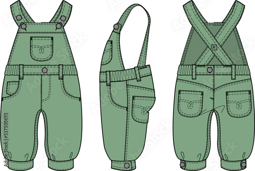 KIDS WEAR DUNGAREE BODYSUIT AND PLAYSUIT VECTOR SKETCH