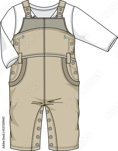 KIDS WEAR DUNGAREE BODYSUIT AND PLAYSUIT VECTOR SKETCH