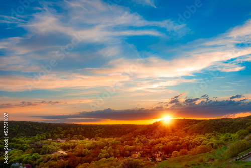 Beautiful summer evening sunset landscape scenery