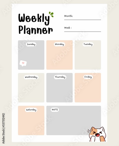 planner template for one week.
 photo