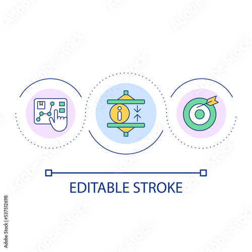 Data analytics technology loop concept icon. Online prediction of failure. Risk management abstract idea thin line illustration. Isolated outline drawing. Editable stroke. Arial font used