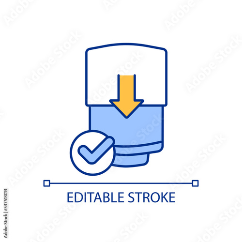 Increases boiler efficiency RGB color icon. Insulate hot water cylinders. Reduce heat loss. Isolated vector illustration. Simple filled line drawing. Editable stroke. Arial font used