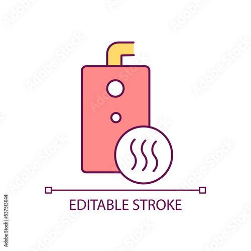 Problem with furnace RGB color icon. Inefficient heating system. Winter fuel safety. Saving warm energy. Isolated vector illustration. Simple filled line drawing. Editable stroke. Arial font used photo