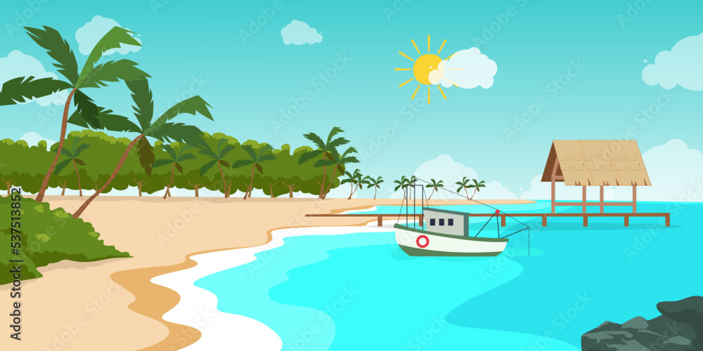 Summer landscape background illustration