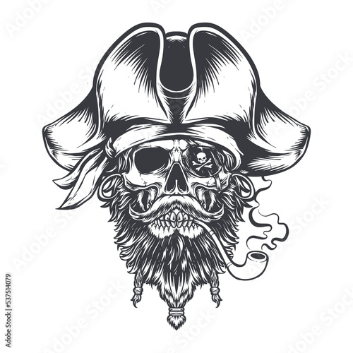 skull pirates captain vector illustration