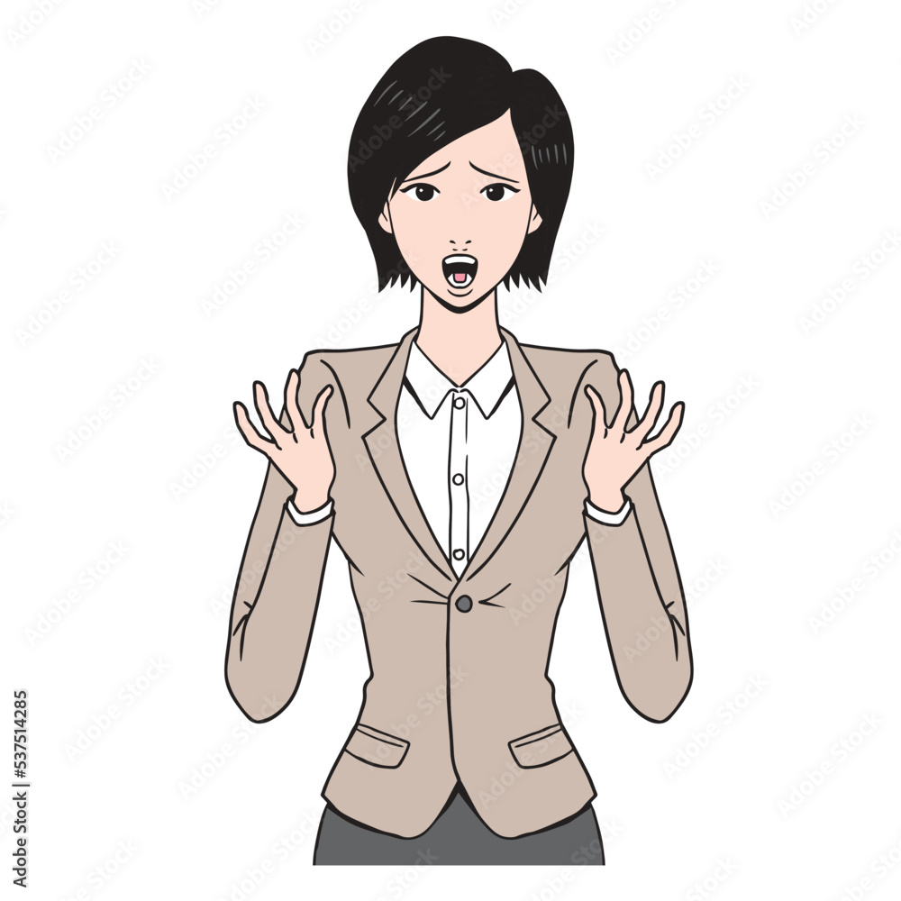 困っている日本人女性のビジネスマン