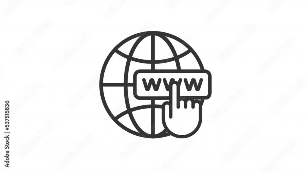 Animated website linear icon. Web address. Internet. Online navigation. Digital webpage. Seamless loop HD video with alpha channel on transparent background. Outline motion graphic animation Animated website linear icon. Web address. Internet. Online navigation. Digital webpage. Seamless loop HD video with alpha channel on transparent background. Outline motion graphic animation