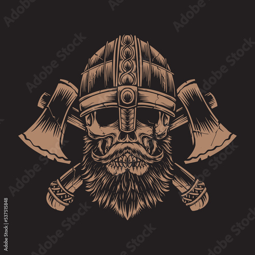 skull viking illustration for clothing merchandise