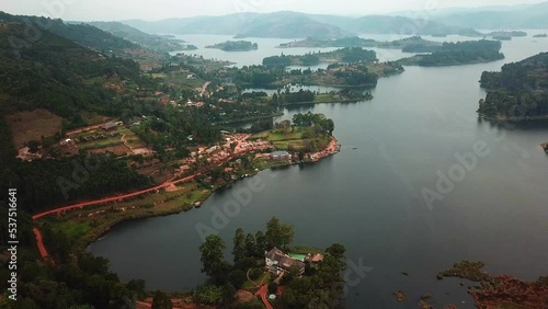 Aerial View Of Lake Bunyonyi With Island Resorts In Kabale, South-Western Uganda. photo