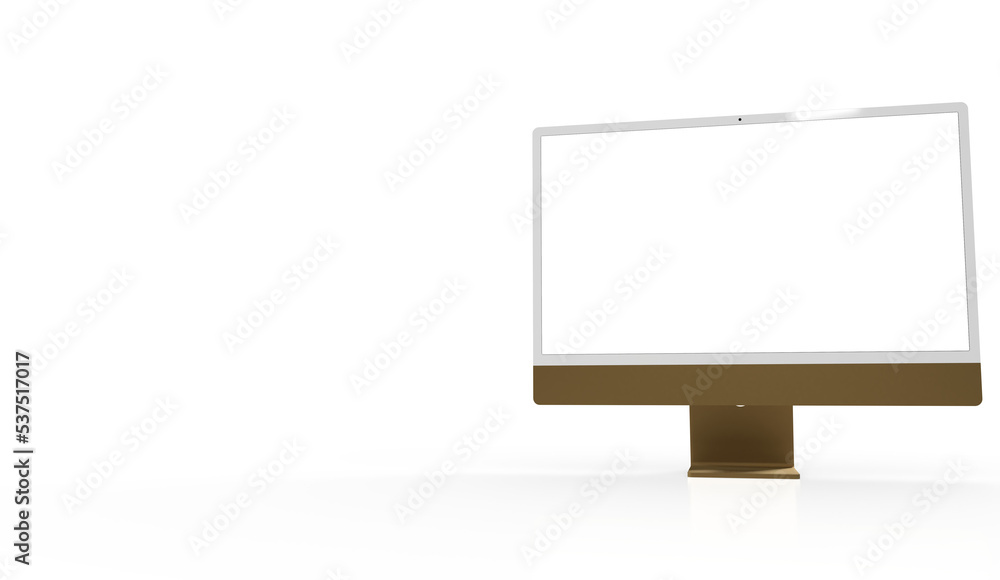 Trendy realistic thin frame monitor mock up with blank white screen Trendy realistic thin frame monitor mock up with blank white screen