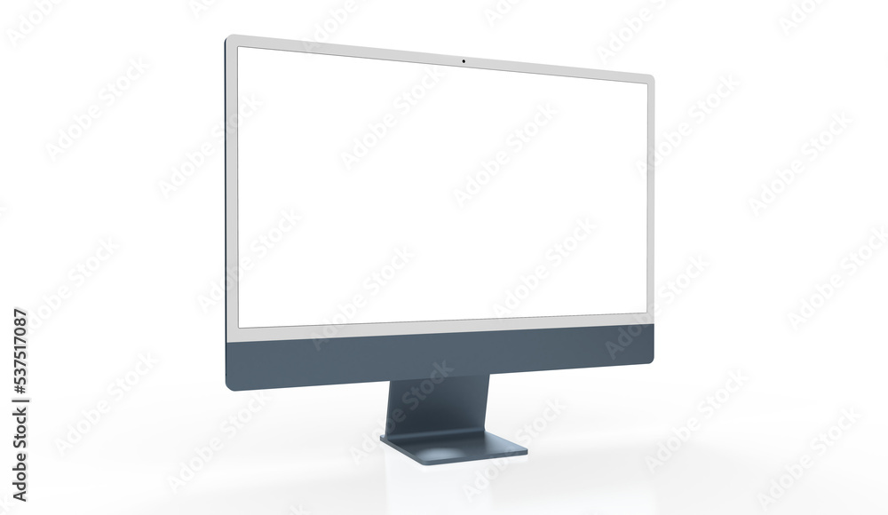 Computer display with blank white screen 3d. Computer display with blank white screen 3d.