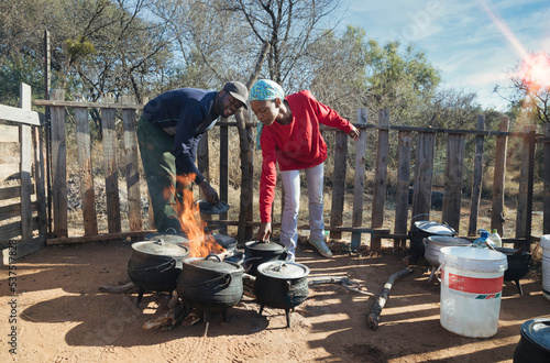 African cooking outdoors photo