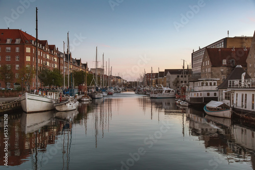 Beautiful view of the canal in Copenhagen  Denmark
