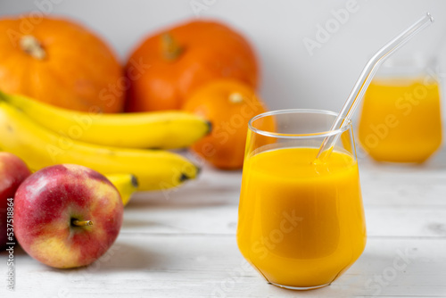 fruit and vegetable smoothie with pumpkin, apple and banana