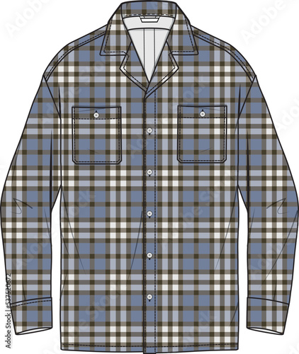 MEN AND BOYS WEAR CHECKERED SHIRT WITH FRONT POCKET VECTOR