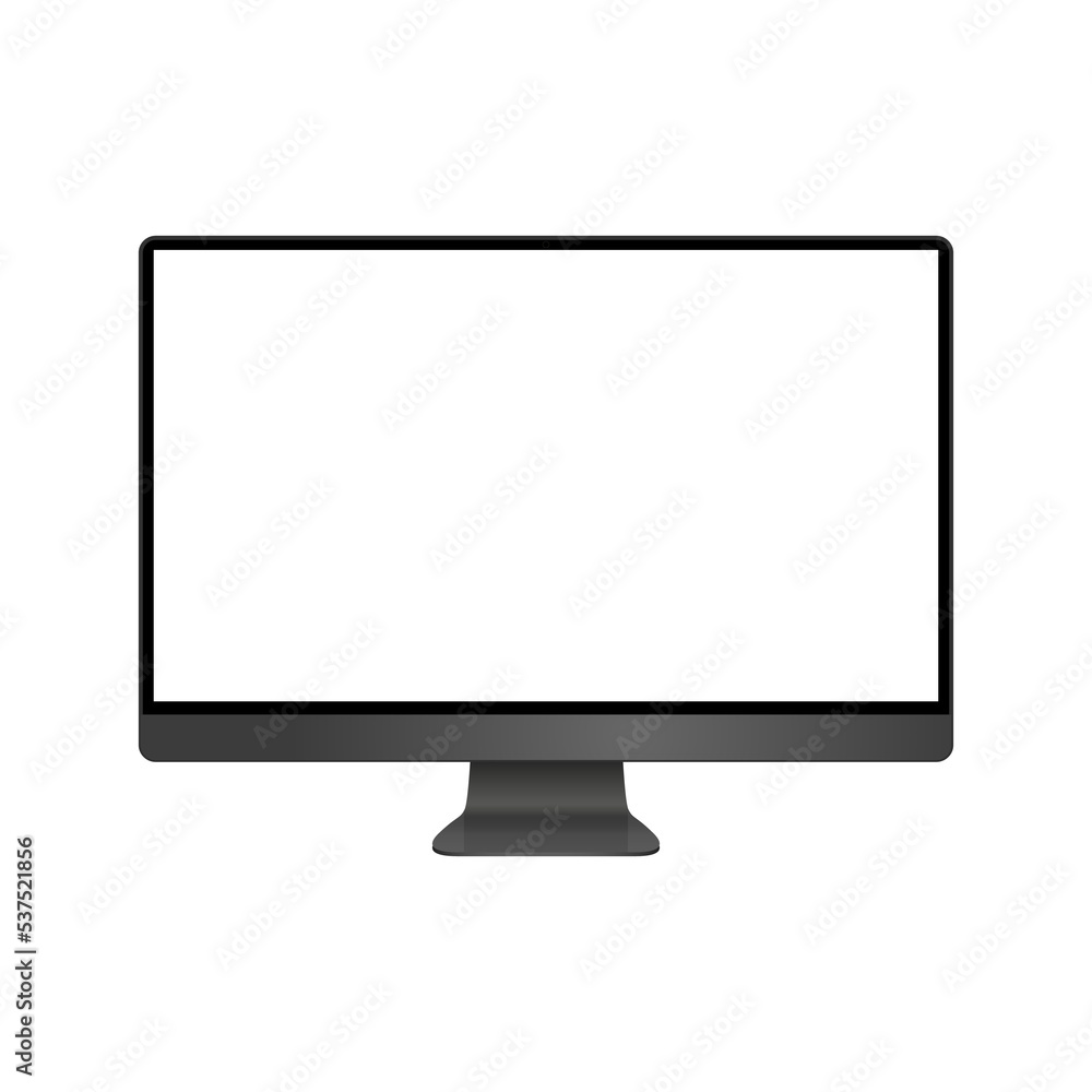 Realistic black modern thin frame display computer monitor - obrazy, fototapety, plakaty 