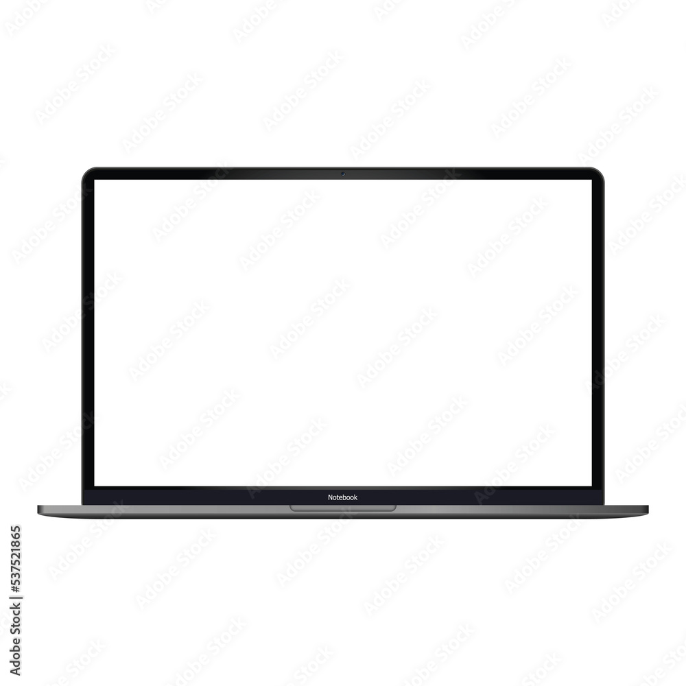 Modern thin frame realistic laptop, notebook or ultrabook mockup