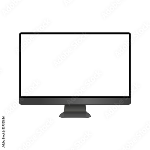 Realistic black modern thin frame display computer monitor photo