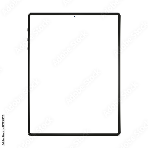 Tablet black color with blank touch screen. realistic and detailed device mockup.
