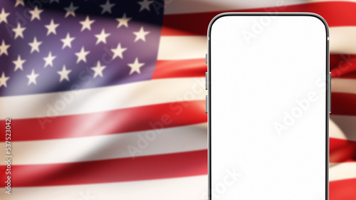 Mock up phone. USA flag. Ap...
