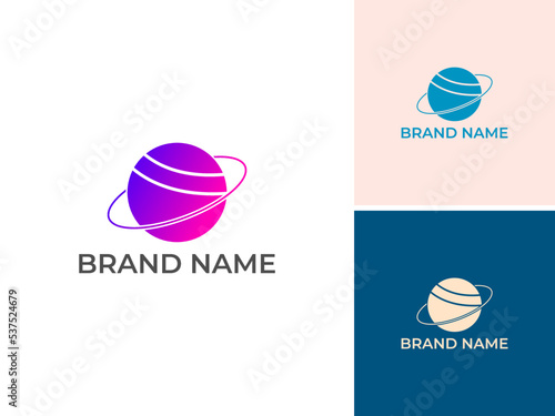 ILLUSTRATION PLANET GRADIENT COLOR LOGO ICON DESIGN VECTOR