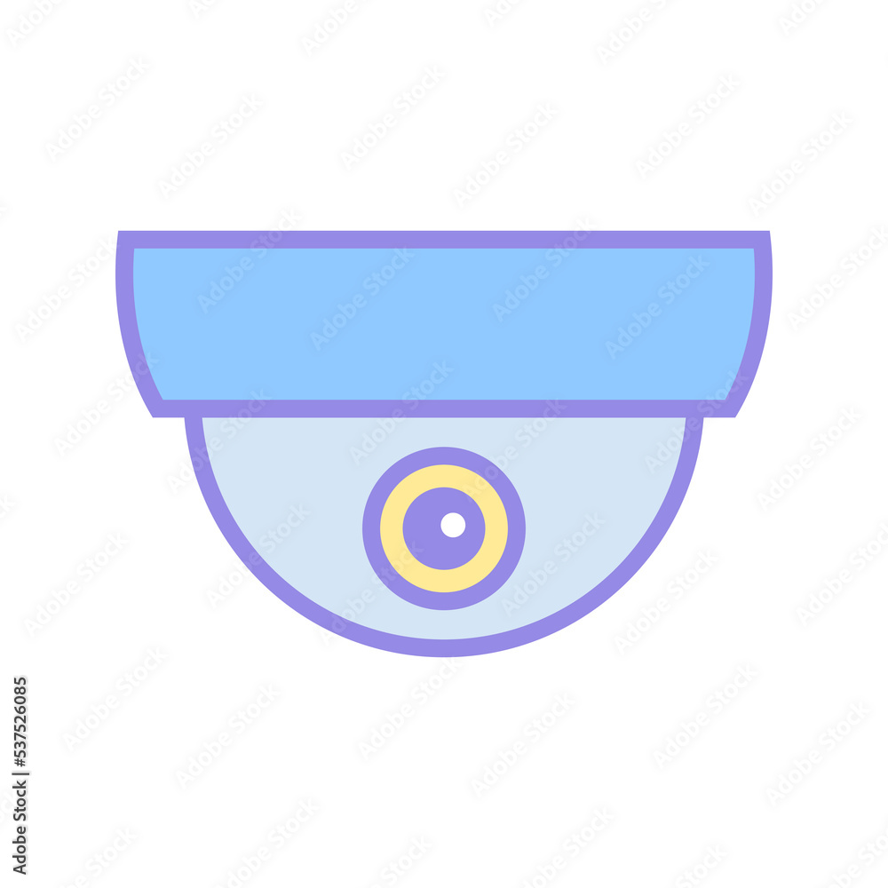 Naklejka premium Dome camera icon. CCTV, security ceiling video camera, surveillance. Vector illustration.
