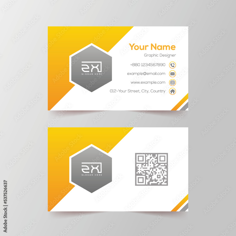 Corporate business card template with orange and ash background Corporate business card template with orange and ash background