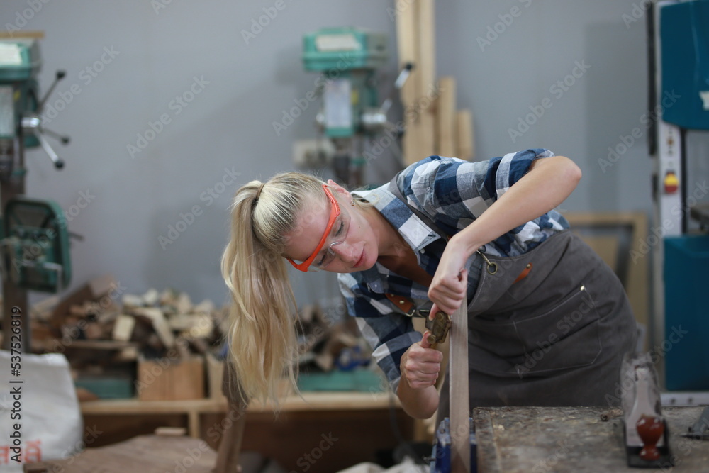 Carpenters Assembling Furniture, Small business in wood DIY workplace office background Carpenters Assembling Furniture, Small business in wood DIY workplace office background
