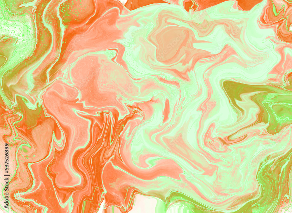 Abstract orange and green blush liquid fluid background. Background for postcards and invitations