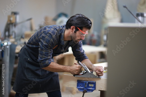 Carpenters Assembling Furniture, Small business in wood DIY workplace office background
