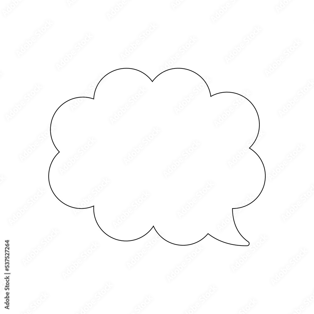 Speech bubble with black outline isolated on white background. Vector illustration